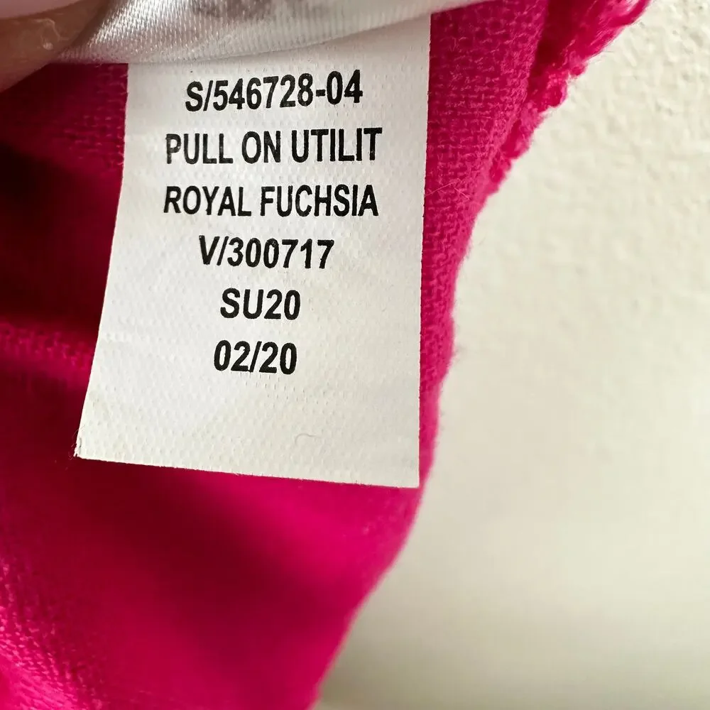 GAP Pull On Utility Shorts Linen Blend Royal Fuchsia Small Coastal Beach Resort